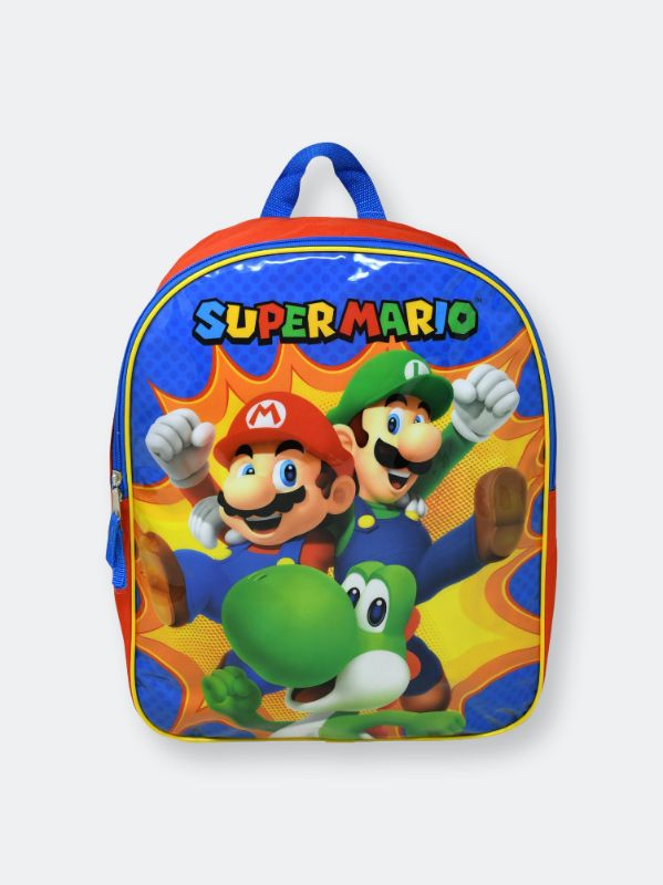 Photo 1 of Super Mario Bros Backpack 15 Luigi Yoshi Nintendo Red Blue Boys Video Game
