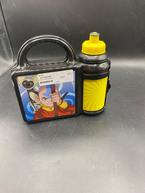 Photo 2 of The Last Airbender Avatar Lunch Box - Black Momo and Aang Lunch Box for Boys and Girls with Pull Top Avatar Water Bottle Hard Top Kids Lunch Box with
