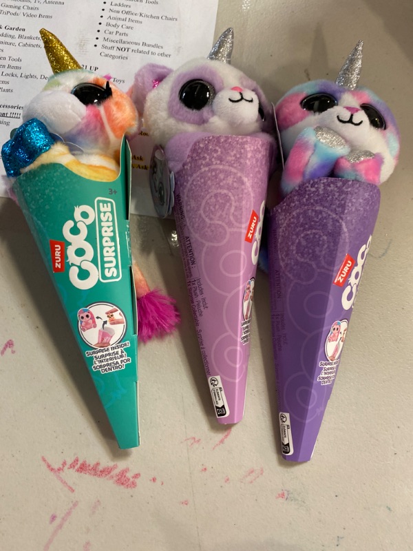 Photo 3 of Coco Surprise Coco Cones (3 Pack) by ZURU Animal Plush Toys with Baby Collectible Surprise in Cone, Randomly Assorted Animal Toy for Girls and Kids Mystery 3 Pack- MYSTERY BUNDLE
