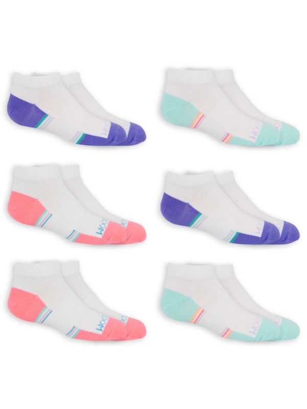 Photo 1 of Fruit of the Loom Girl's Active Flat Knit Low Cut Socks 6 Pack Large
