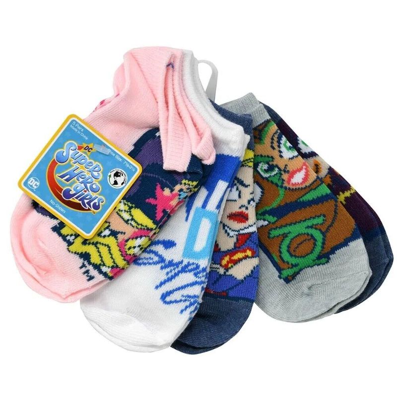 Photo 1 of DC COMICS SUPER HERO GIRLS 5 Pair Juniors/Womens ANKLE SOCKS Shoe Size 4-10 NEW
