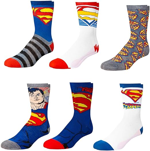 Photo 1 of DC Comics Socks for Boys & Men Socks, Superhero 6 Pack Boys Socks, Athletic Socks for Boys Batman, Superman, Flash
