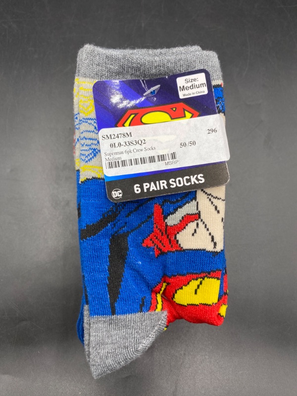 Photo 2 of DC Comics Socks for Boys & Men Socks, Superhero 6 Pack Boys Socks, Athletic Socks for Boys Batman, Superman, Flash
