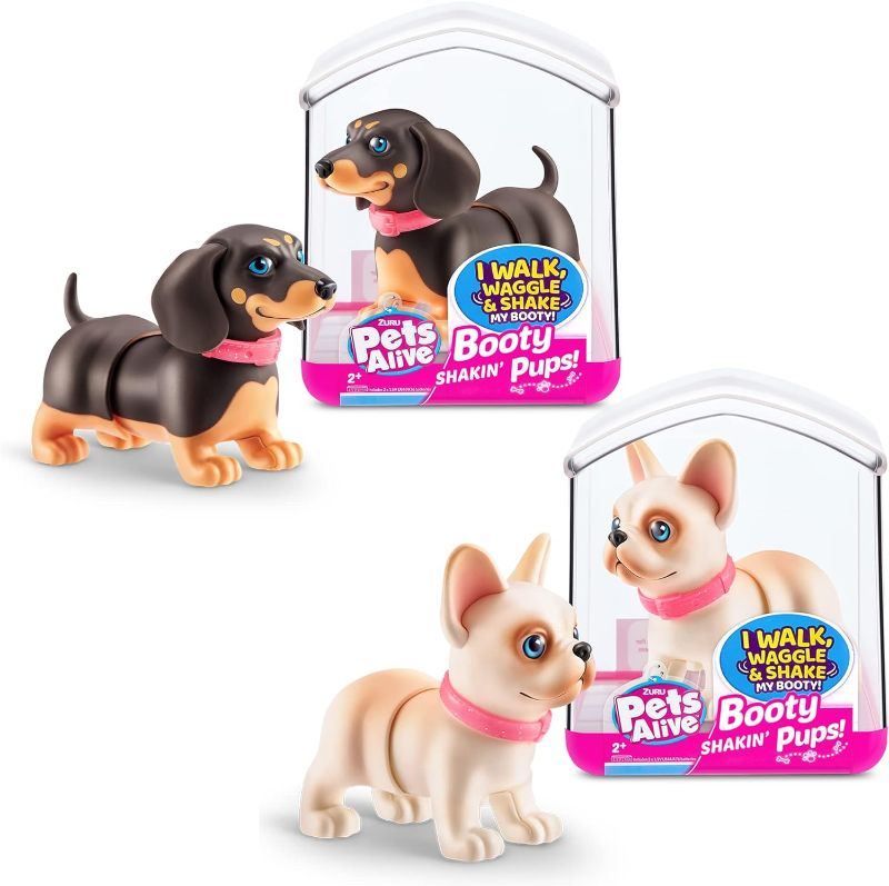 Photo 1 of Pets Alive Booty Shakin' Pups (Frenchie & Dachshund) by ZURU 2 Pack Interactive Mini Dog Toys That Walk, Waggle, and Booty Shake, Electronic Puppy Toy for Kids and Girls
