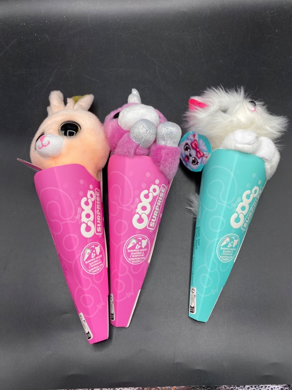 Photo 1 of Coco Surprise Coco Cones (3 Pack) by ZURU Animal Plush Toys with Baby Collectible Surprise in Cone, Randomly Assorted Animal Toy for Girls and Kids Mystery 3 Pack
