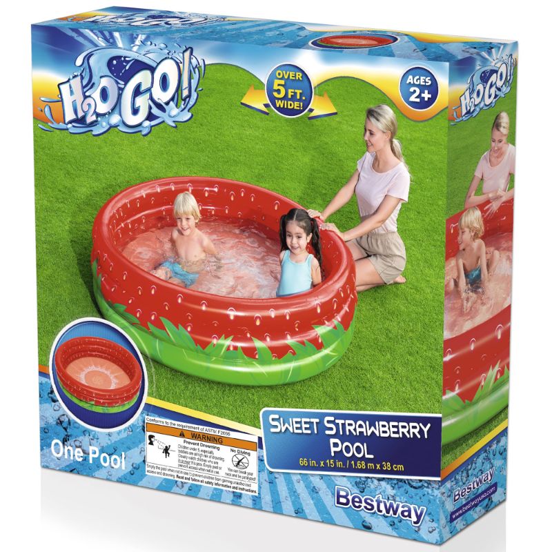 Photo 1 of Bestway: H2OGO!Sweet Strawberry Pool - 66 X H15 - Inflatable 3-Ring Play Pool Kids 103 Gallon Ages 2+

