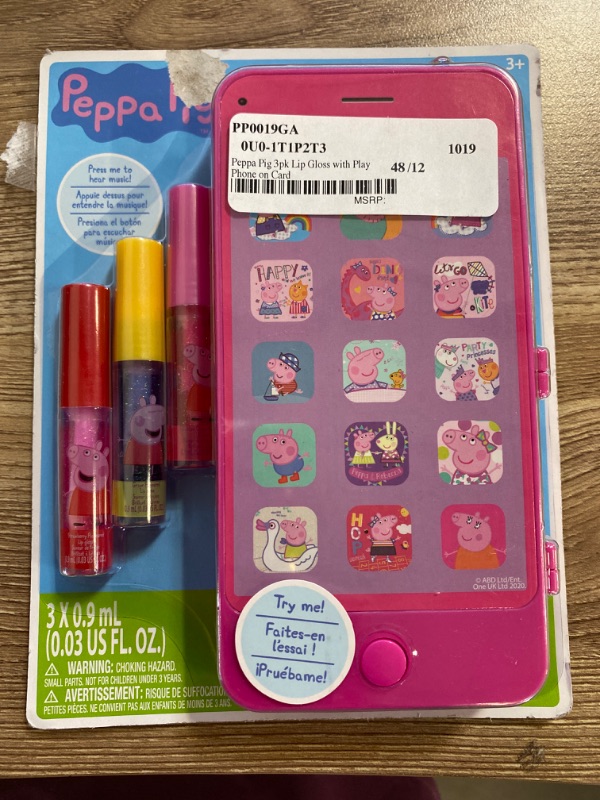 Photo 2 of Peppa Pig 3pk Lip Gloss with Play Phone on Card
