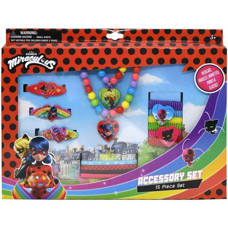 Photo 1 of Miraculous Ladybug 15 Piece Accessory Box Set with Jewelry in Box- NECKLACE BRACELET PONIES & ELASTICS
