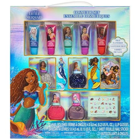 Photo 1 of Disney the Little Mermaid - Townley Girl 11 Pcs Sparkly Cosmetic Makeup Set for Kids Includes 5 Lip Gloss 5 Nail Polish & Nail Stickers for Girls Ag
