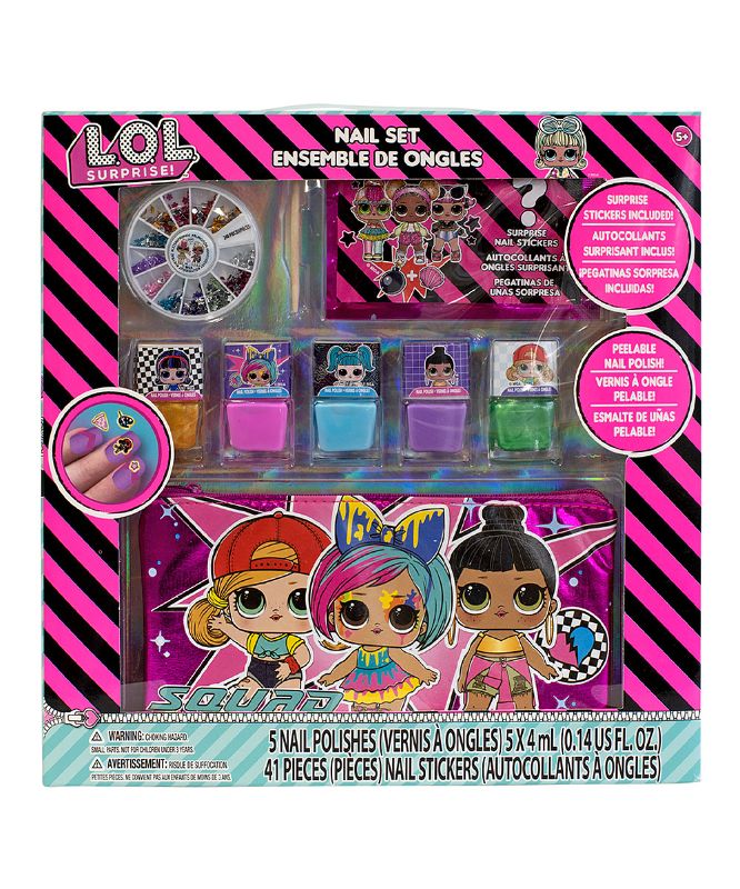 Photo 1 of L.O.L Surprise! Townley Girl Peel- Off Nail Polish Activity Set for Girls Ages 5+ with 5 Nail Polish Colors 240 Nail Gems and a Bag for Parties Sl

