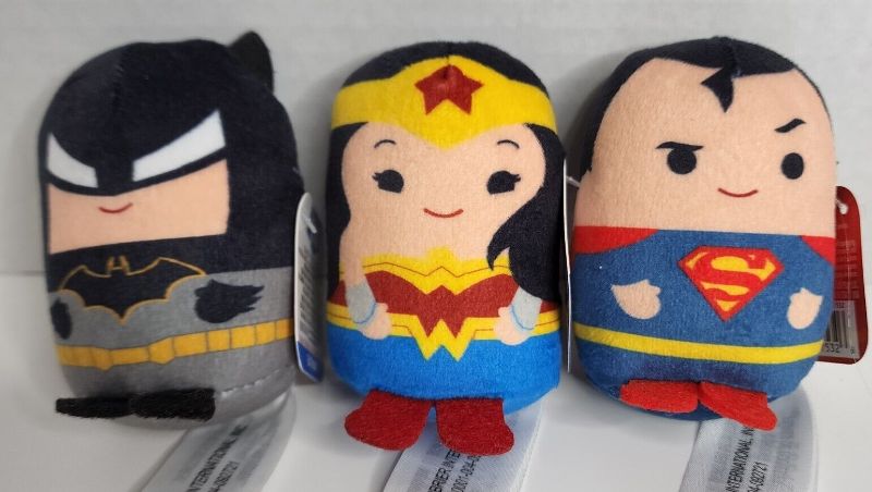 Photo 1 of BNWT DC Justice League 3" Mini Plush Set Batman Superman Wonder Woman Juat Play
