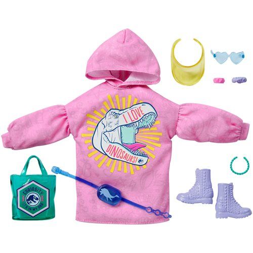 Photo 1 of Barbie Jurassic World Fashion Pack 10-Piece Set with Clothes & Accessories for Dolls Hoodie Dress
