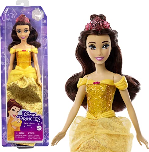 Photo 1 of Disney Princess Belle Fashion Doll with Brown Hair Brown Eyes & Tiara Accessory