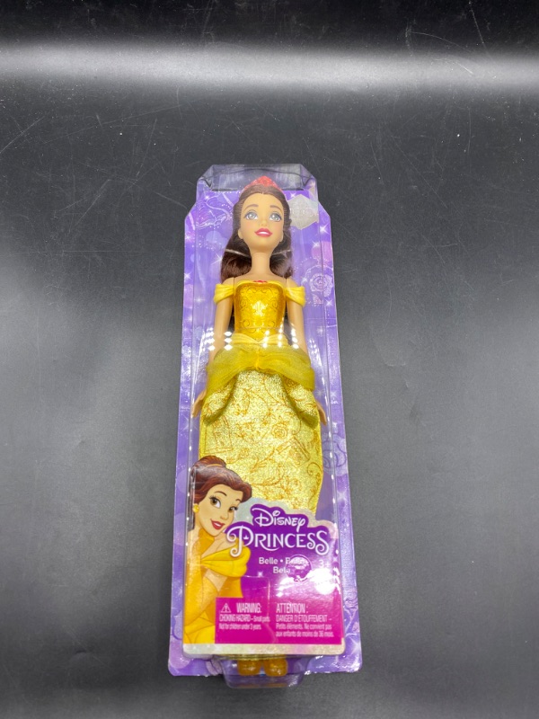 Photo 2 of Disney Princess Belle Fashion Doll with Brown Hair Brown Eyes & Tiara Accessory