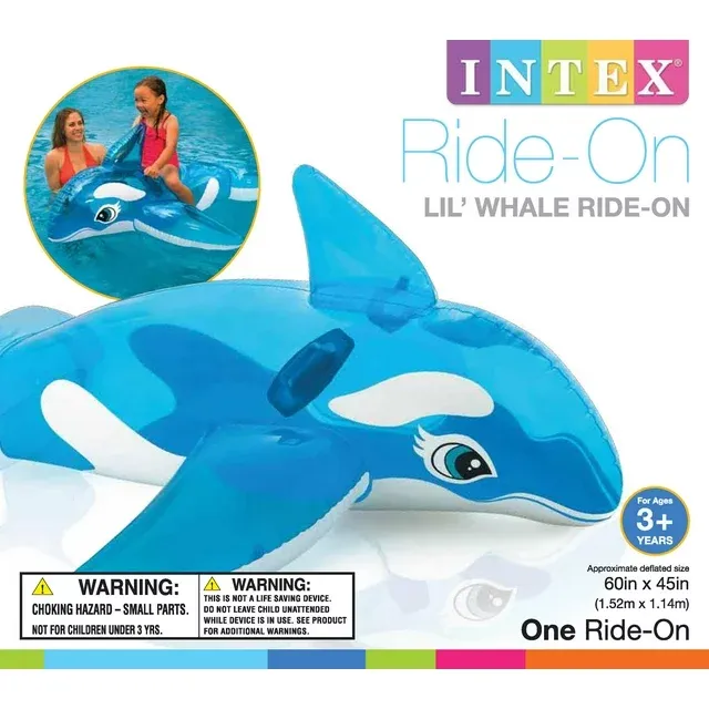 Photo 2 of Intex Inflatable Blue Lil Whale Ride on 60 X45 for Ages 3 Pool Float
