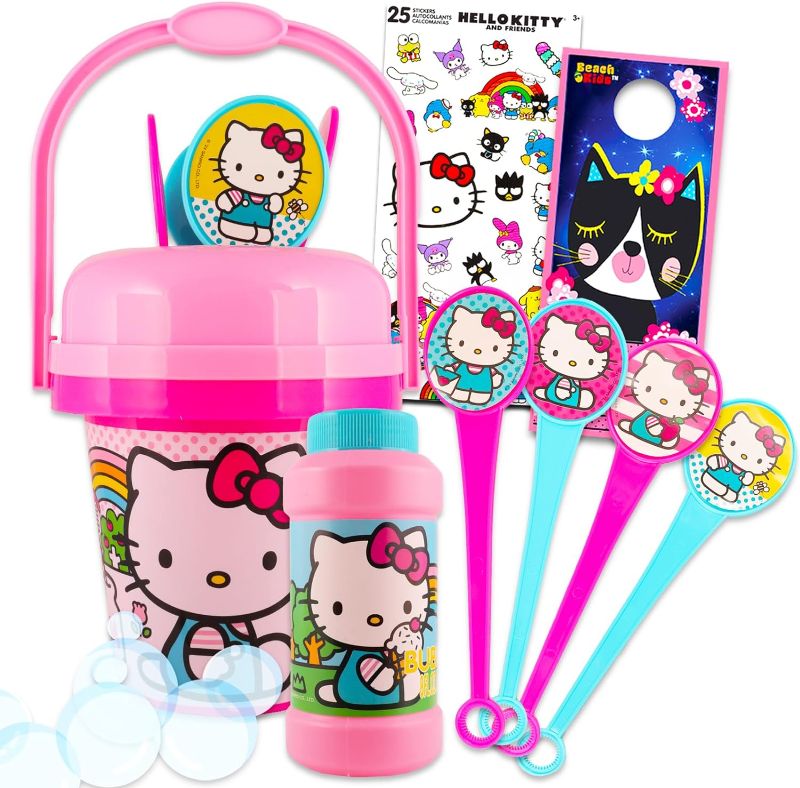 Photo 1 of Hello Kitty Bubble Wand Set for Girls - Bundle with No Spill Hello Kitty Bubble Bucket with Bubble Wand and Bubbles Plus Stickers, More | Hello Kitty Outdoor Toys
