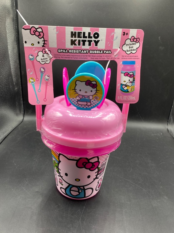 Photo 2 of Hello Kitty Bubble Wand Set for Girls - Bundle with No Spill Hello Kitty Bubble Bucket with Bubble Wand and Bubbles Plus Stickers, More | Hello Kitty Outdoor Toys
