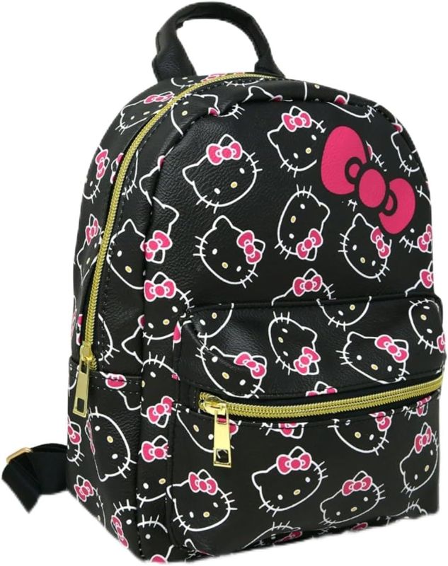 Photo 1 of Hello Kitty With Bows All Over print 10" Mini Deluxe Backpack with 1 Front pocket (Pink Bow)
