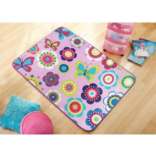 Photo 1 of Mainstays Kids' Royal Plush Butterfly and Floral Accent Rug, 30" X 46"
