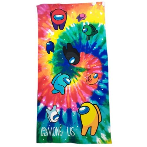 Photo 1 of Among Us Beach Towel 54 X 27 Inch Microfiber Imposters Gaming Tie-Dye Boys Blue
