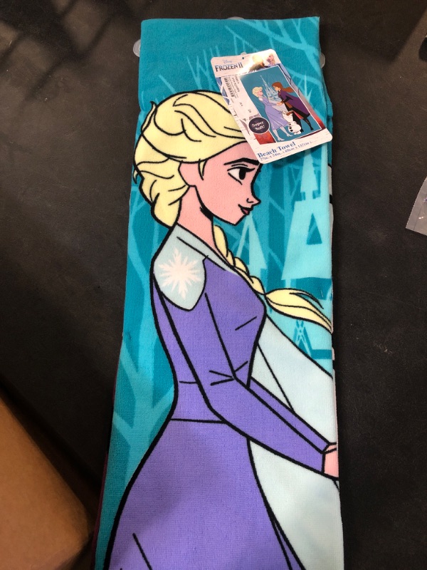 Photo 2 of Frozen 845666 27 X 54 in. Disney Frozen Ana & Elsa Holding Hands Microfiber Beach Towel
