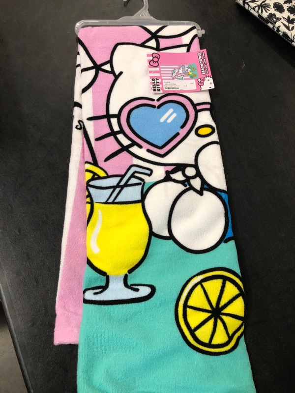 Photo 2 of Hello Kitty 54x27 Beach Towel on Hanger with Hangtag
