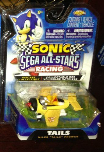 Photo 2 of Sonic & Sega All-Stars Racing: Tails Diecast Propeller Plane - 1:64 Collectible Real Metal Diecast Race Car (6424) NKOK Sonic the Hedgehog Freewheel
