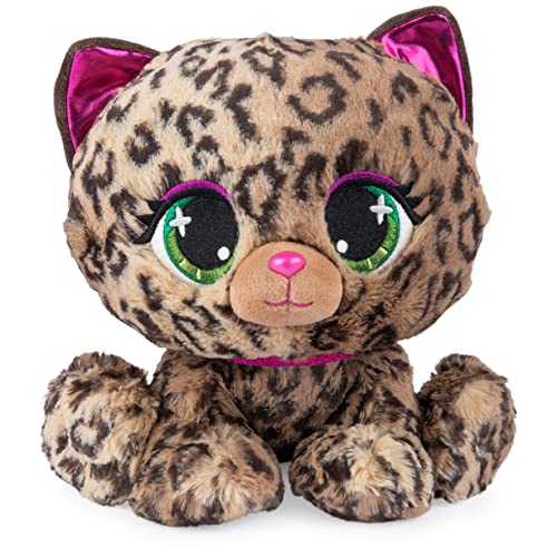 Photo 1 of P.Lushes Designer Fashion Pets Sadie Spotson Leopard Cat Plush, Premium Stuffed Animal, Black and Pink, 9”
