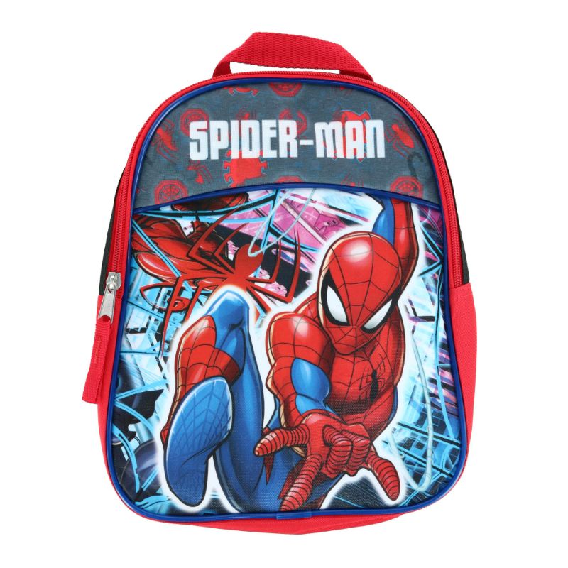 Photo 1 of Spider-Man Toddler Mini Backpack 11 Black Red Web Slinging Marvel Boys

