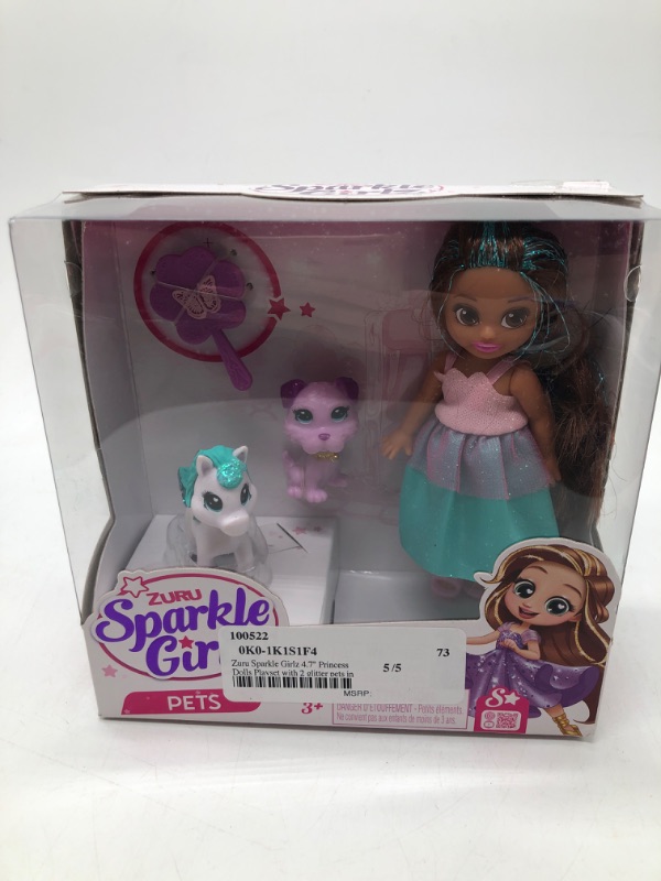 Photo 2 of Sparkle Girlz Pets Mini Doll Set (Brunette with Dog)

