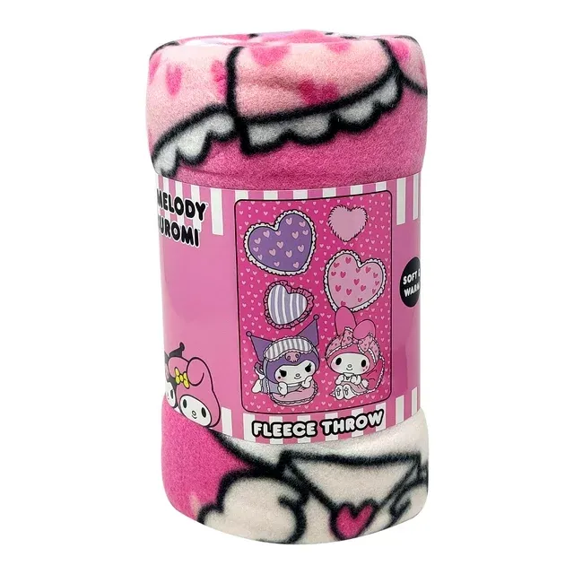 Photo 2 of Sanrio Kuromi & My Melody Throw Blanket 45 X 60 Pink Hearts Girls
