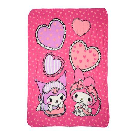 Photo 1 of Sanrio Kuromi & My Melody Throw Blanket 45 X 60 Pink Hearts Girls
