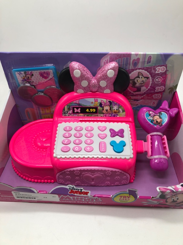 Photo 4 of Disney Junior Minnie Mouse Bowtique Cash Register with Sounds and Pretend Play Money, Officially Licensed Kids Toys for Ages 3 Up, Amazon Exclusive
