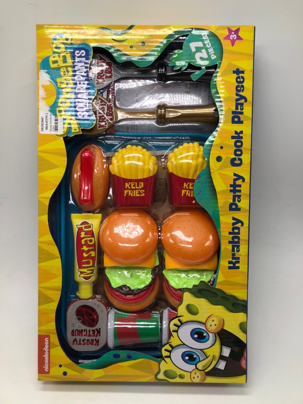 Photo 3 of Lollipop Spongebob Kids Kitchen Playset - Interactive Play Food with 2 Krabby Patty Burgers, Seafoam Shake, Kelp Fries, Spongebob Toys Kitchen Set for Kids Ages 3-5
