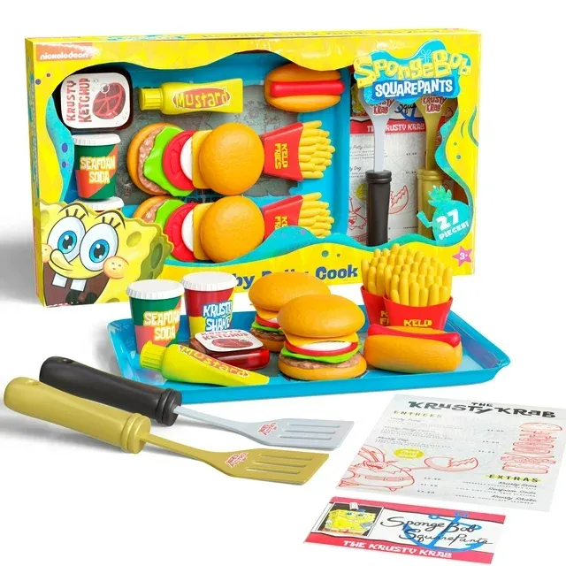 Photo 1 of Lollipop Spongebob Kids Kitchen Playset - Interactive Play Food with 2 Krabby Patty Burgers, Seafoam Shake, Kelp Fries, Spongebob Toys Kitchen Set for Kids Ages 3-5
