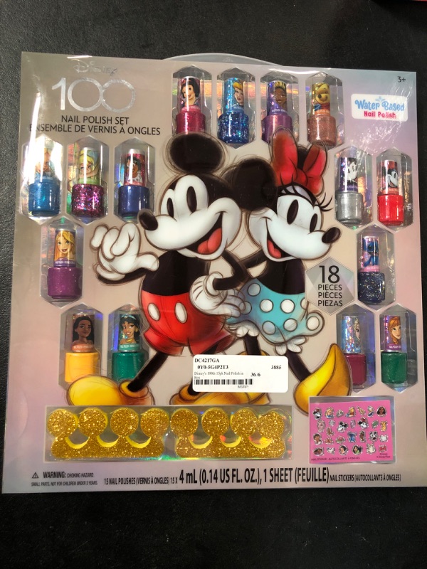 Photo 2 of Disney 100 - Townley Girl Non-Toxic Peel-off Nail Polish Set with Shimmery and Opaque Colors with Nail Gems for Girls Kids Ages 3+, Perfect for Parties, Sleepovers and Makeovers, 18 Pcs
