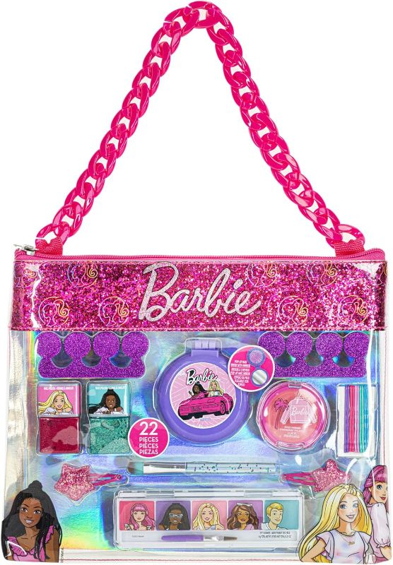 Photo 1 of Barbie - Townley Girl- 11 Pcs Makeup Filled Sling Chain Bag with Peel- Off Nail Polish, Eyeshadow, Hair Accessories, Body Glitter & More| Makeup Kit for Kids & Girls| Ages 3, BB0137GB
