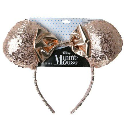 Photo 1 of  Minnie Rose Gold Sequin Ear Headband with Bow