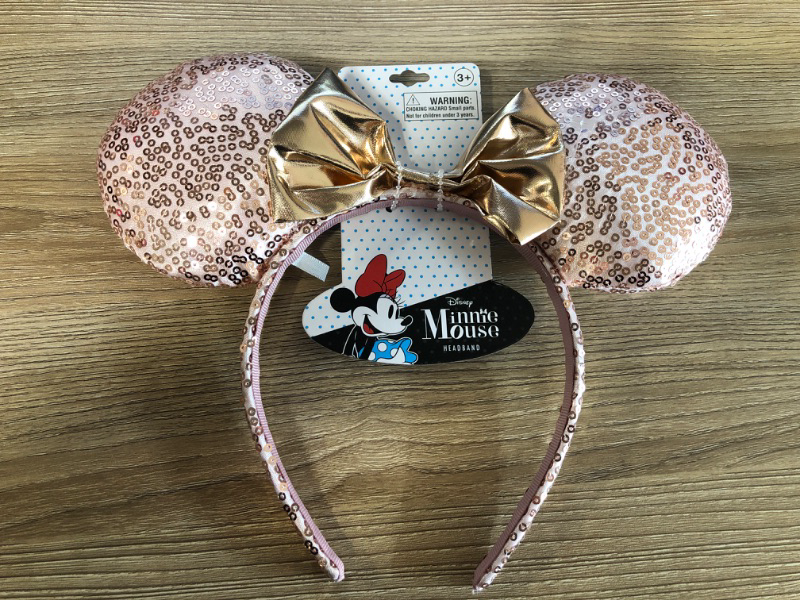 Photo 2 of  Minnie Rose Gold Sequin Ear Headband with Bow