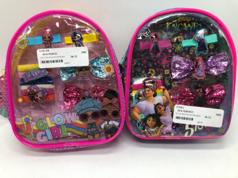 Photo 1 of Encanto Hair Accessory Mini Backpack Girls Sister Goals Disney && L.O.L. Surprise! Hair Accessory Set Backpack 10Pc Bow Ponies Clips (Big Girls)
