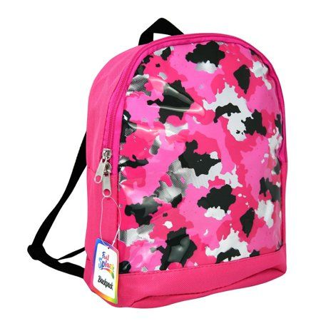 Photo 1 of Girls Camo Print 11 X 9 Mini Backpack with Glitter and PVC Print

