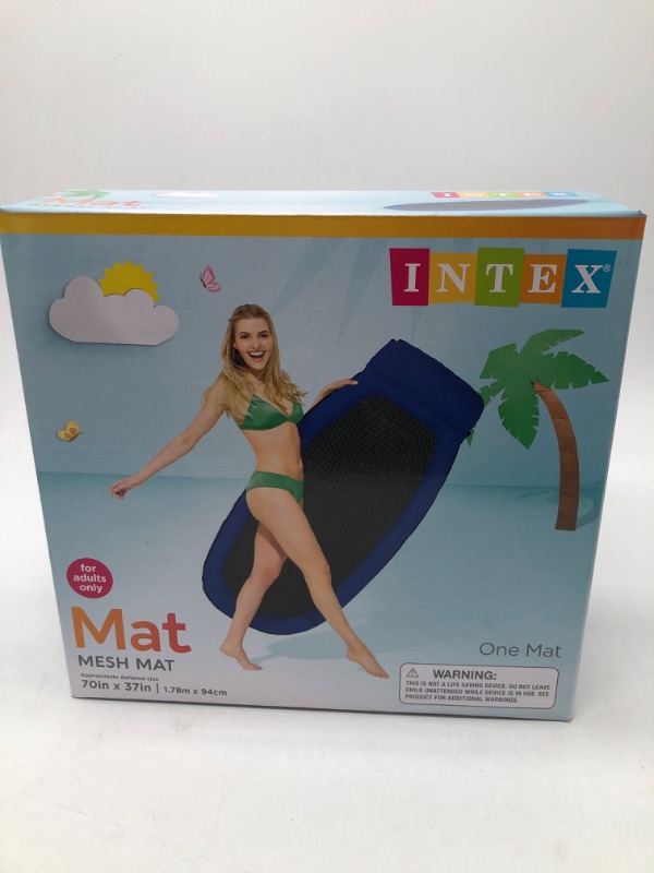 Photo 2 of INTEX Inflatable Mesh Lounge Floating Raft W/ Headrest (Colors Vary)
