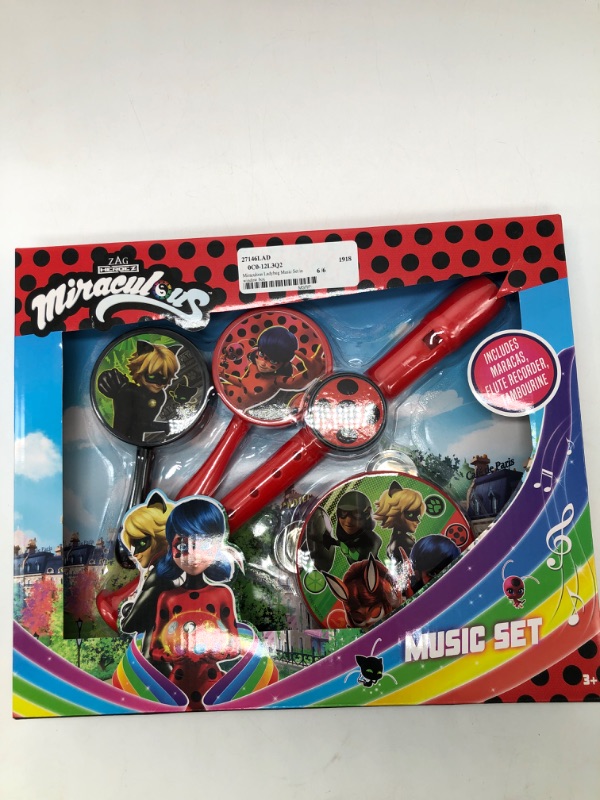 Photo 2 of Miraculous Ladybug Basic Music Set – Kids Musical Instruments Set with Maracas, Tambourine, and Flute Recorder for Learning Music – Fun Percussion Instruments for Kids Age 3 and Up