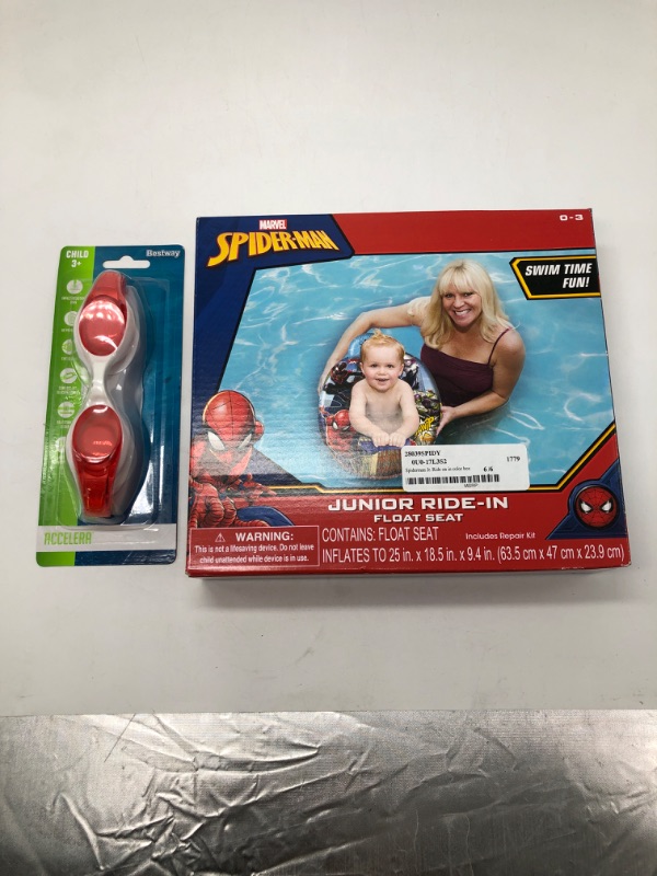 Photo 1 of Spider-Man Kids Inflatable Pool Junior Ride-In Float with Seat and swimming goggles