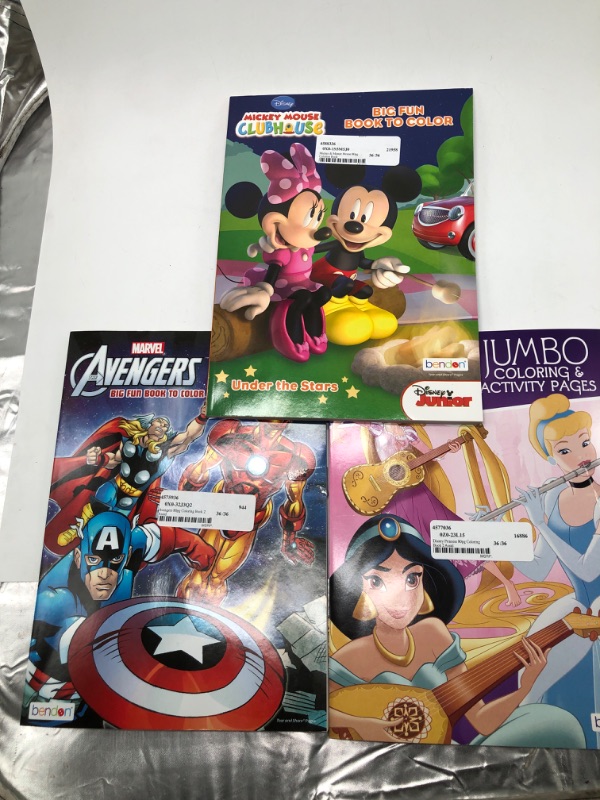 Photo 1 of coloring book bundle avengers, mickey mouse clubhouse, Disney princess
