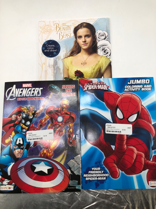 Photo 1 of coloring book bundle avengers spiderman and beauty and the beast 