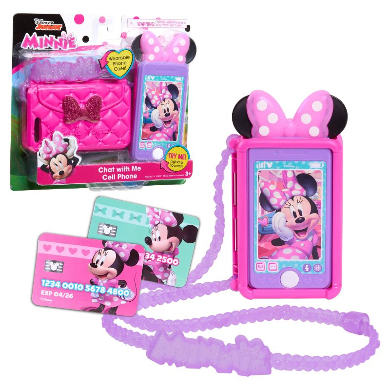 Photo 1 of Disney Junior Minnie Mouse Chat with Me Cell Phone Set, Lights and Realistic Sounds, Includes Strap to Wear Like a Purse