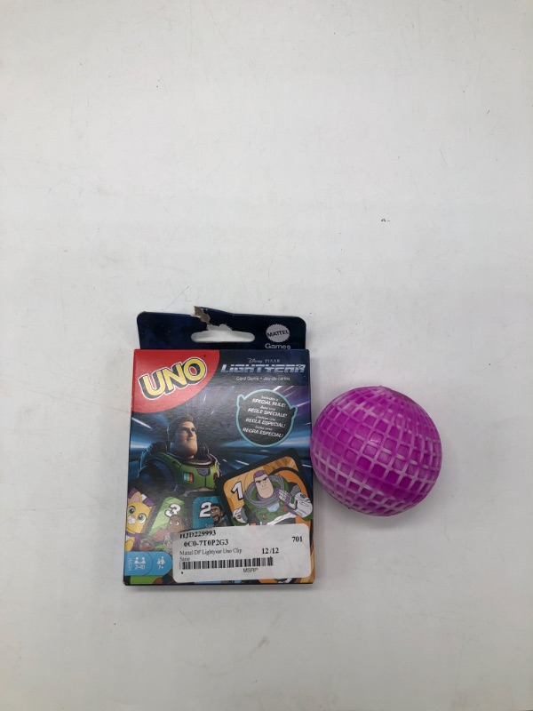 Photo 1 of UNO Disney Pixar Lightyear Card Game and squash ball 
