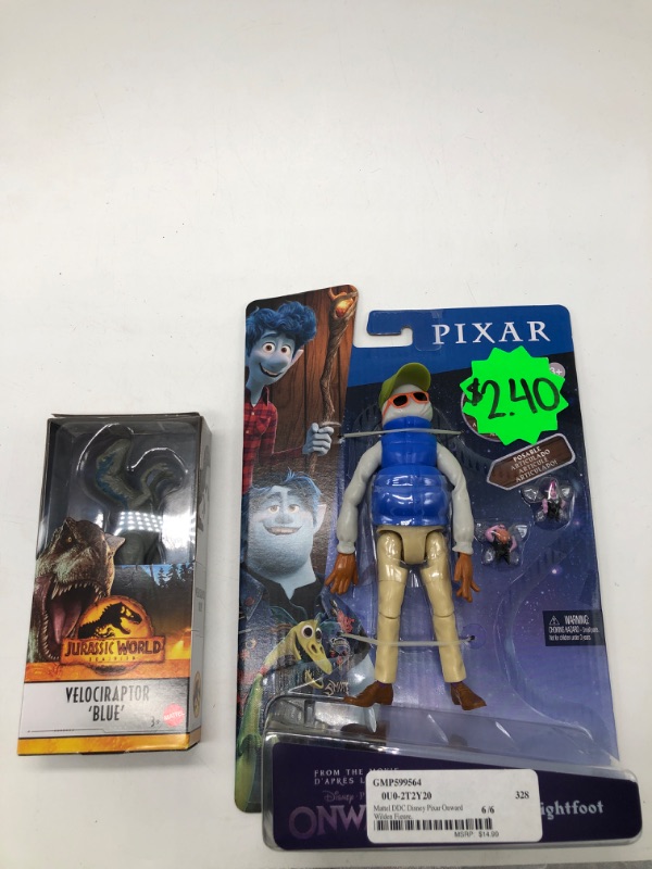 Photo 1 of Disney Pixar Onward Wilden Lightfoot Action Figure and 
Jurassic World Dominion Velociraptor Blue Action Figure For Ages 3+
