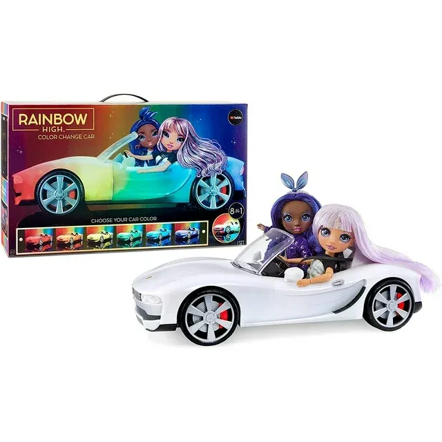 Photo 1 of Rainbow High Color Change Car - Convertible Vehicle, 8-In-1 Light-Up, Multicolor, Fits 2 Fashion Dolls- Great Toy Gift for Girls Ages 6-12+
